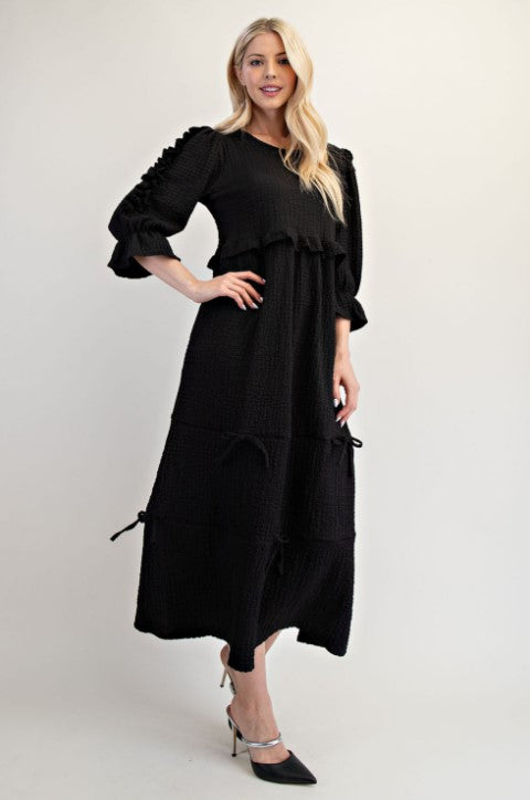 All-Over Bow Black Dress