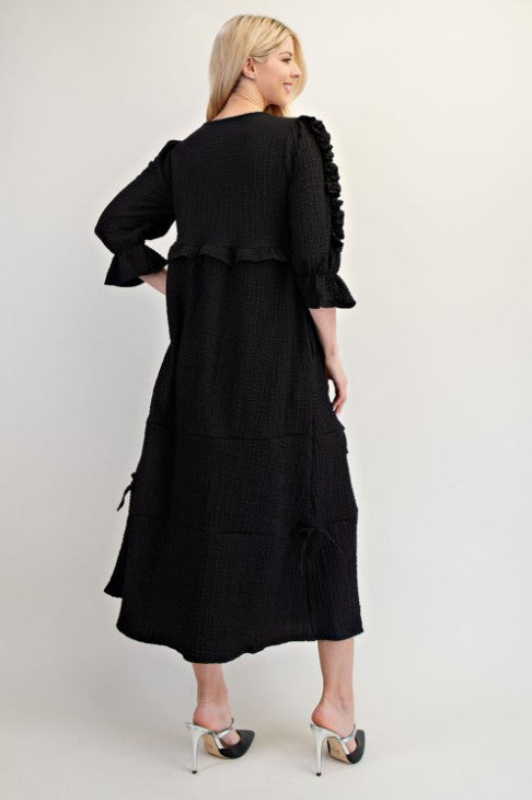 All-Over Bow Black Dress