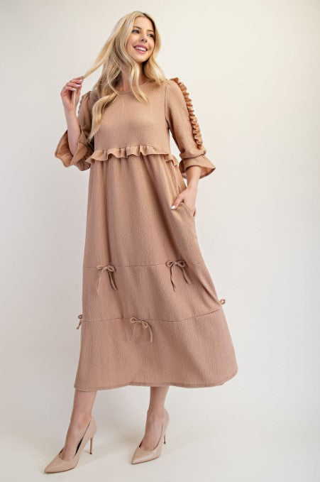 All-Over Bow Mocha Dress
