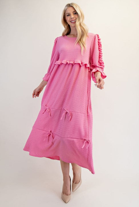 All-Over Bow Pink Dress