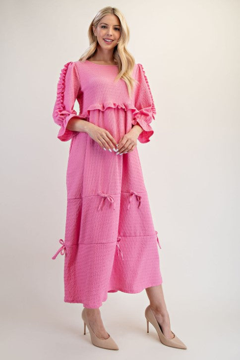 All-Over Bow Pink Dress