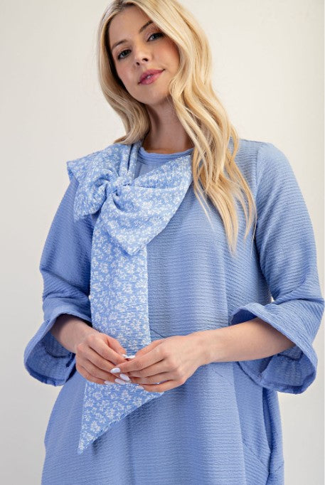 Baby Blue Floral Bow Dress