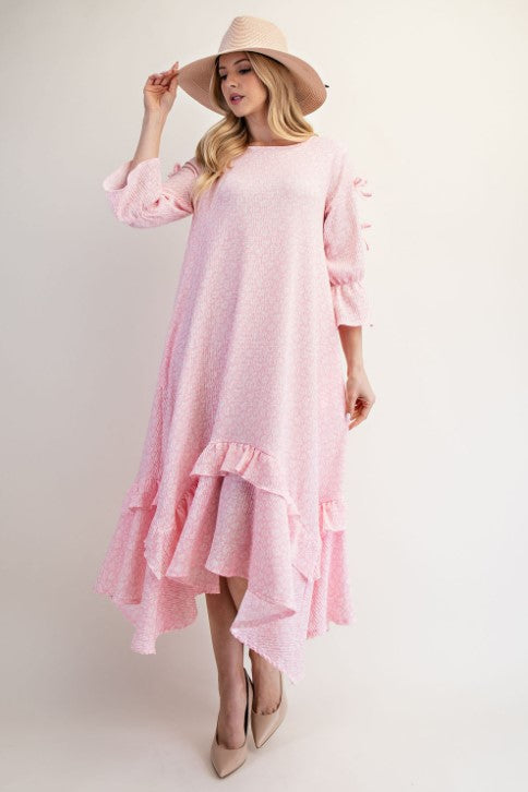 Bow Sleeve Pink Dress