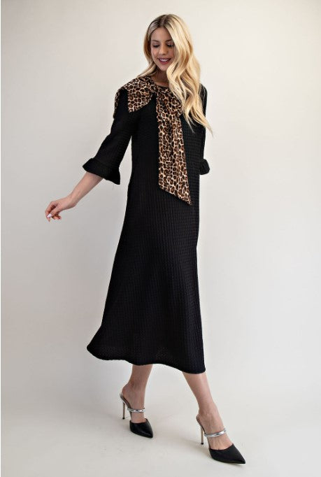 Elegant Animal Print Bow Dress