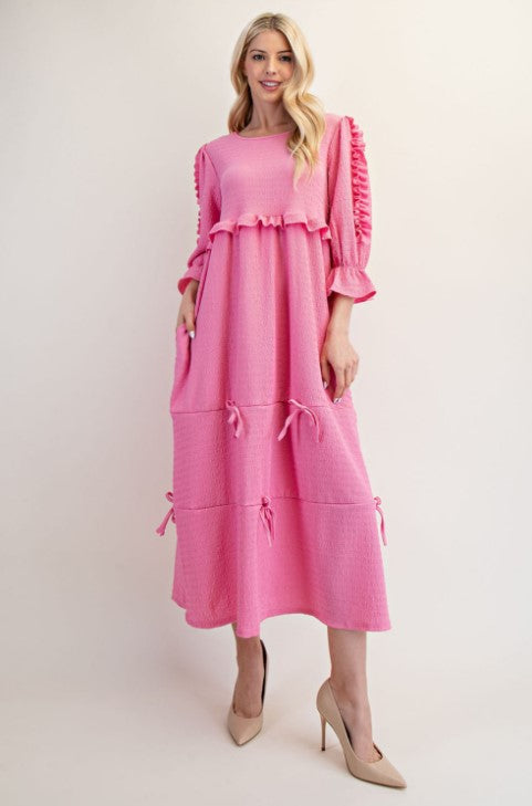 All-Over Bow Pink Dress