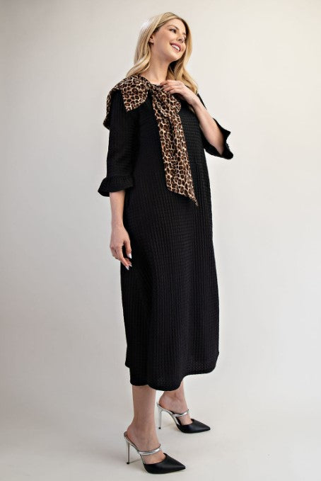 Elegant Animal Print Bow Dress