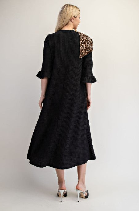 Elegant Animal Print Bow Dress